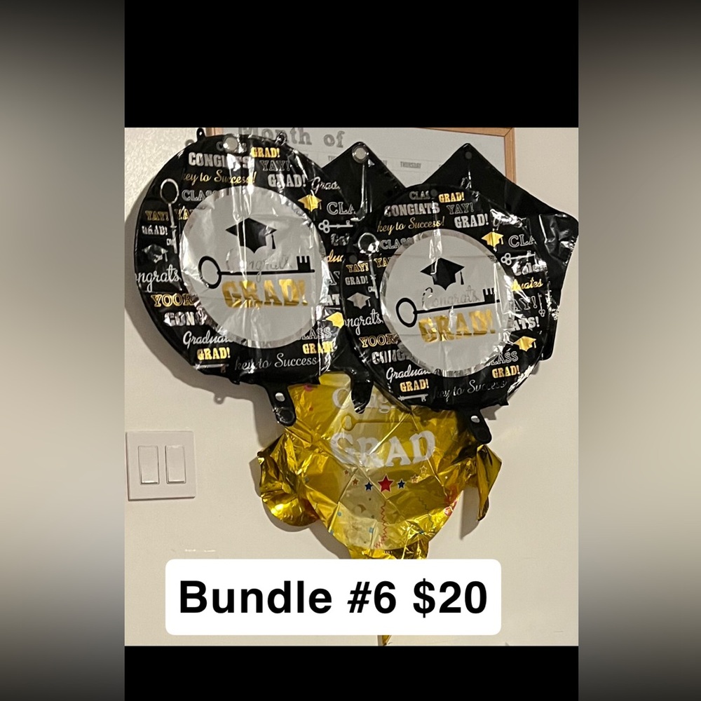 Graduation Party Balloon Set - Black, Gold, White